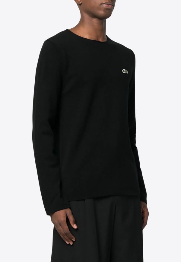 Comme Des Garçons X Lacoste Logo Patch Wool Sweater Black FLN004W23_1