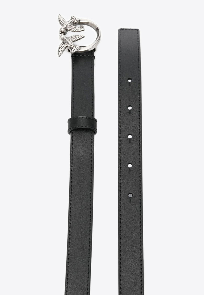 PINKO Love Bird Logo Plaque Leather Belt Black 100143A0F1_Z99O