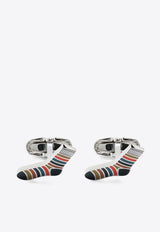 Paul Smith Artist Stripe Sock-Shape Cufflinks Silver M1ACUFFMSOCK_96