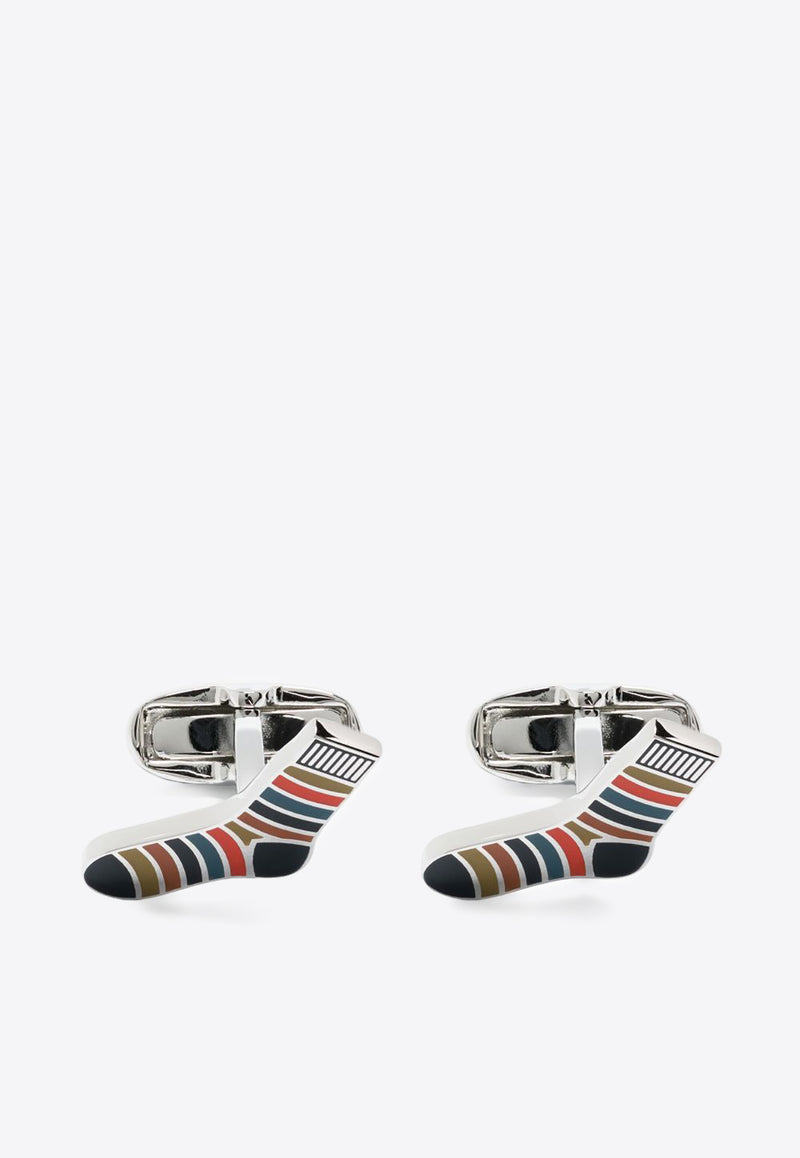 Paul Smith Artist Stripe Sock-Shape Cufflinks Silver M1ACUFFMSOCK_96