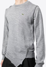 Comme Des Garçons X Lacoste Logo Patch Wool Sweater Gray FLN002W23_3