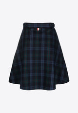 Thom Browne Tartan Check A-line Skirt Navy FGC988AF0437_996