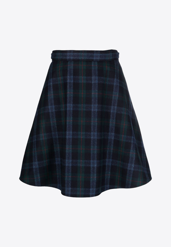 Thom Browne Tartan Check A-line Skirt Navy FGC988AF0437_996