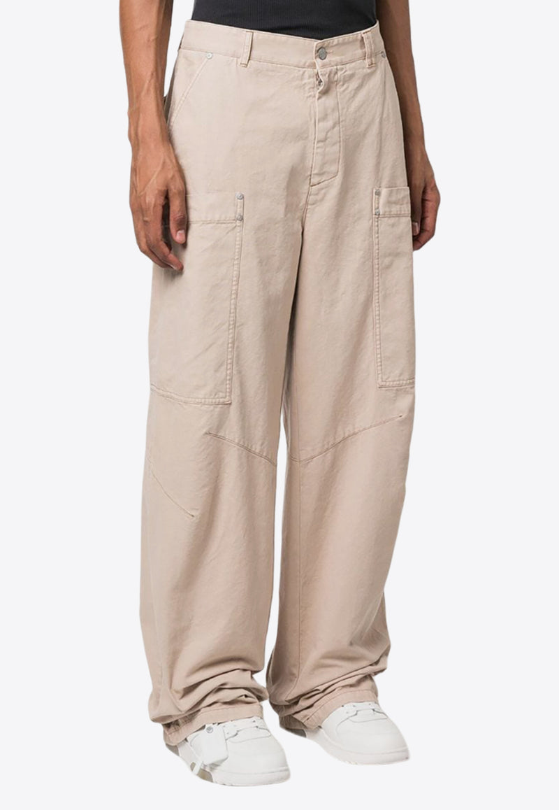 Palm Angels Wide-Leg Cargo Pants Beige PMCF025F23FAB001_6110