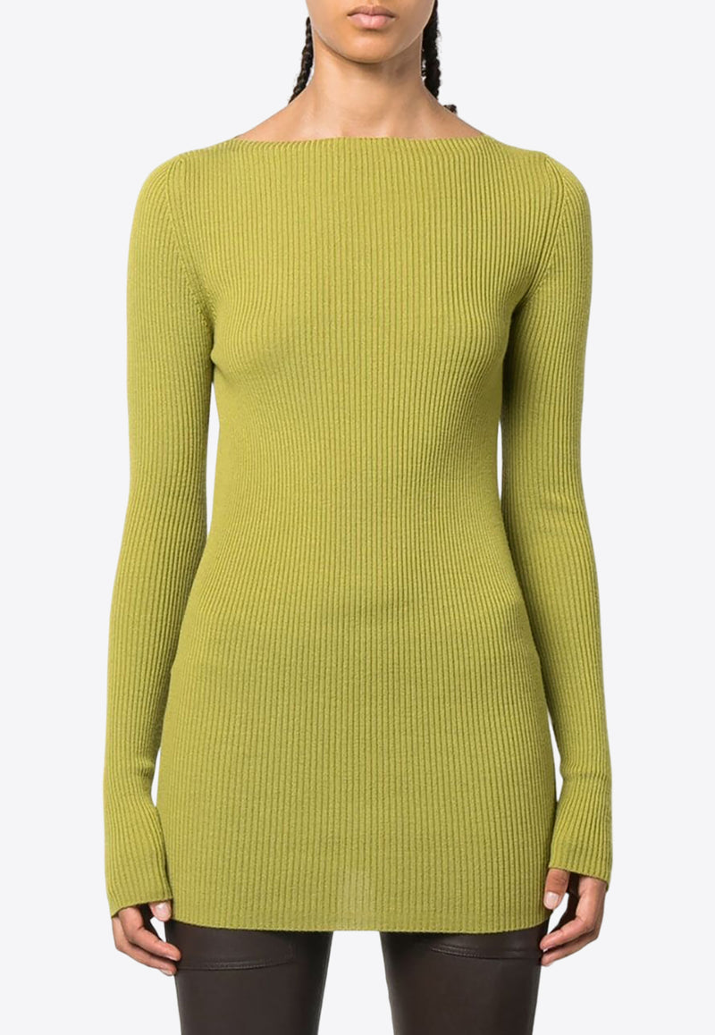 Rick Owens Cut-Out Ribbed Sweater Green RP02C1683RIBM_32