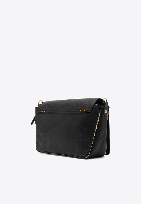 Jérôme Dreyfuss Igor Crinkled Leather Crossbody Bag Black 44IGORCH_Noir