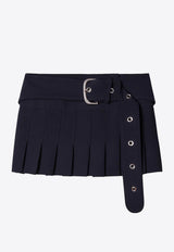 Off-White Belted Pleated Mini Skirt Blue OWCU006F23FAB001_4700