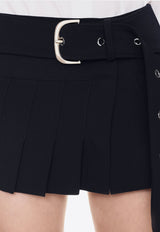 Off-White Belted Pleated Mini Skirt Blue OWCU006F23FAB001_4700