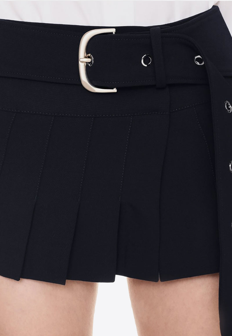 Off-White Belted Pleated Mini Skirt Blue OWCU006F23FAB001_4700