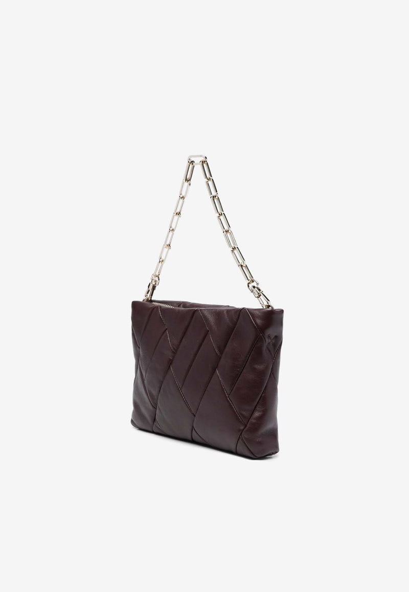 RECO Cubo Quilted Leather Shoulder Bag  Burgundy CUBOPOUCH_VINO