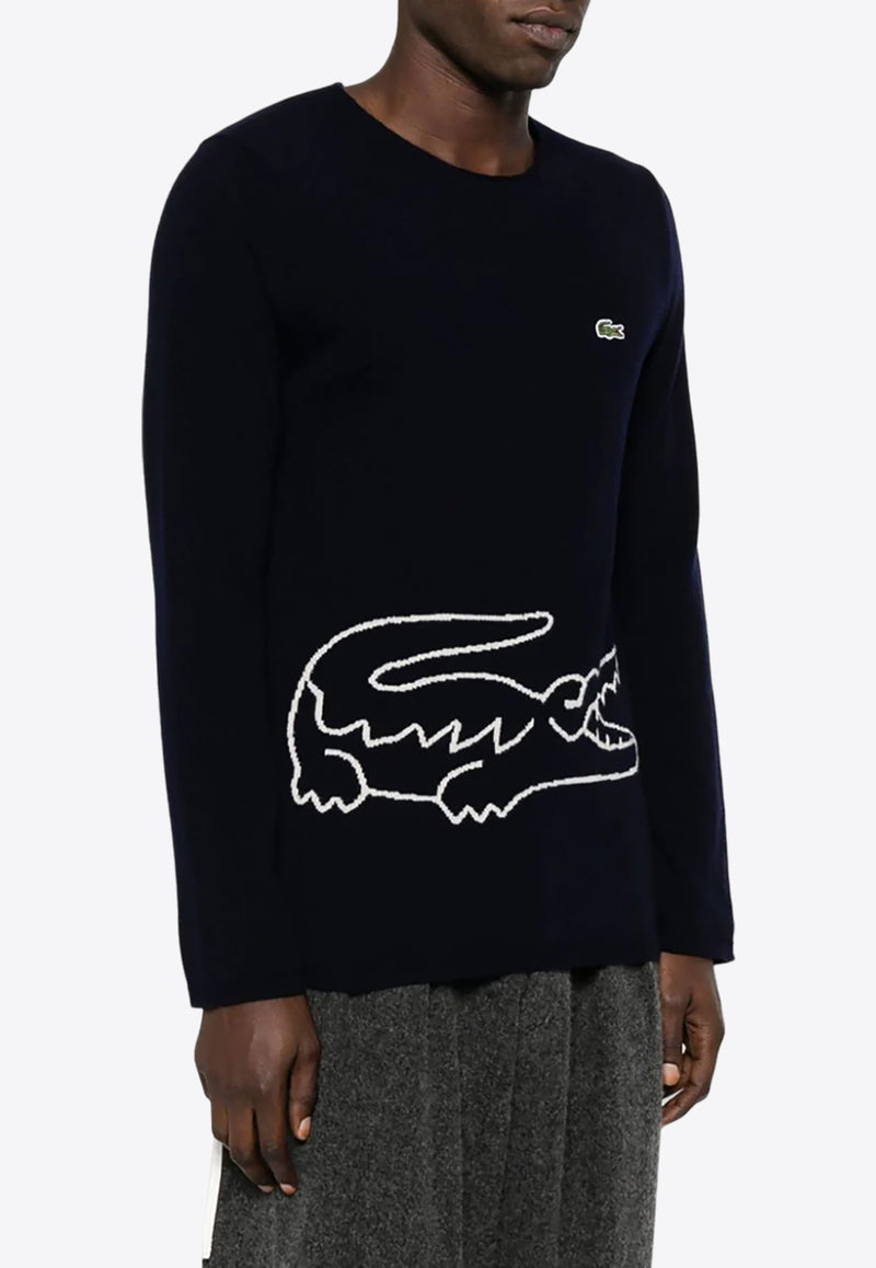 Comme Des Garçons X Lacoste Intarsia Knit Logo Sweater Navy FLN003W23_2