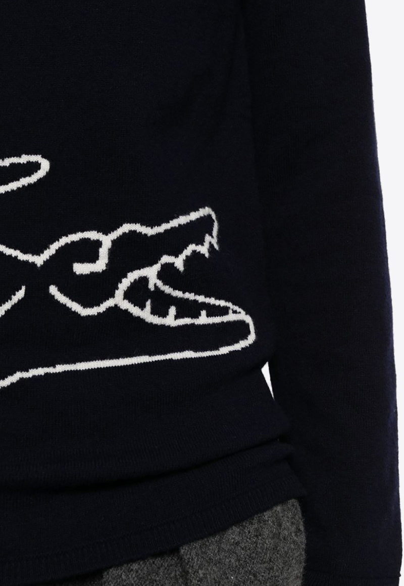 Comme Des Garçons X Lacoste Intarsia Knit Logo Sweater Navy FLN003W23_2