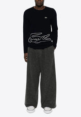 Comme Des Garçons X Lacoste Intarsia Knit Logo Sweater Navy FLN003W23_2