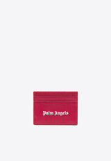 Palm Angels Logo Print Calf Leather Cardholder Burgundy PWND010F23LEA001_2801