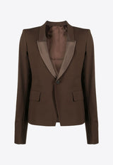 Rick Owens Shawl-Lapels Single-Breasted Blazer Brown RP02C1764ZLSC_04