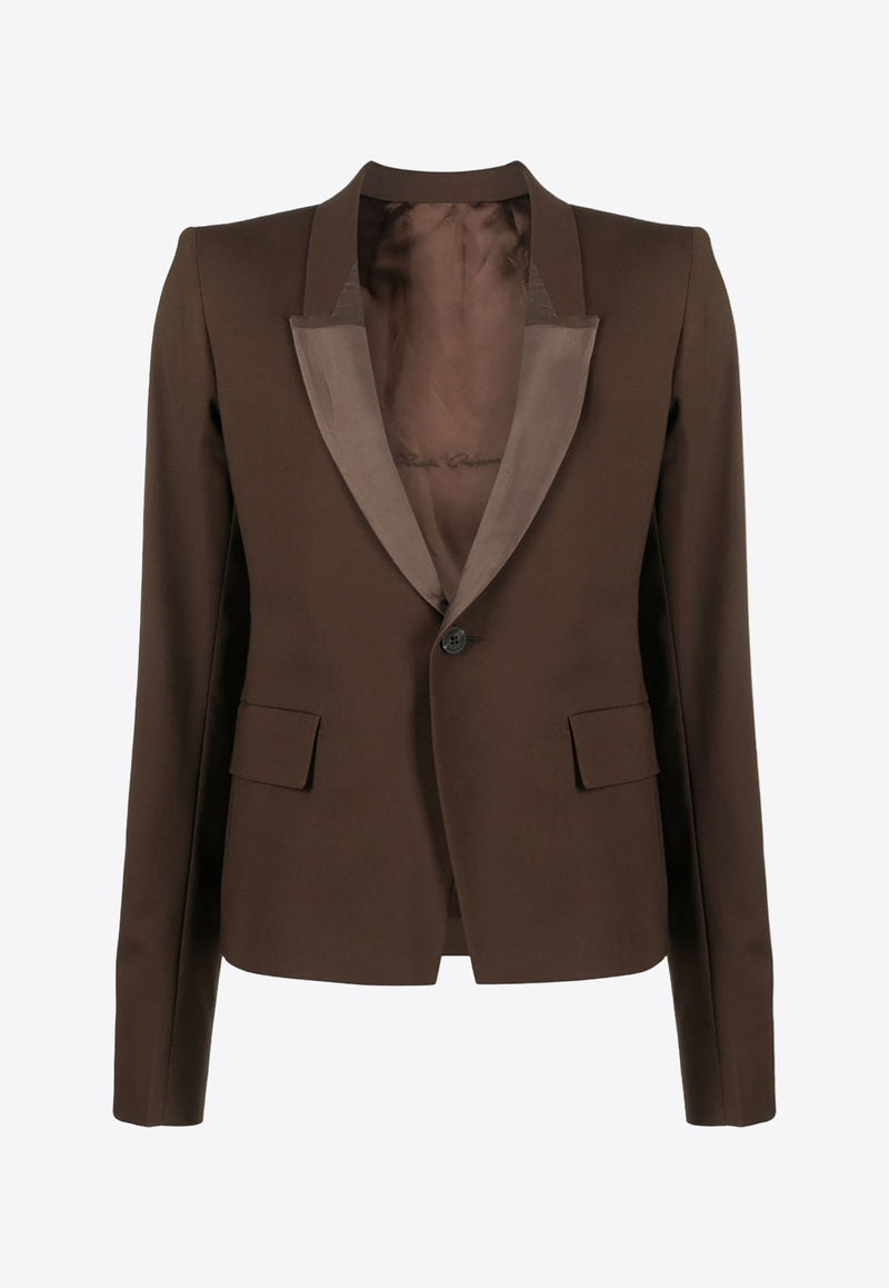 Rick Owens Shawl-Lapels Single-Breasted Blazer Brown RP02C1764ZLSC_04