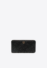 PINKO Ryder Embossed Leather Zip-Around Wallet Black 100250A1YB_Z99Q