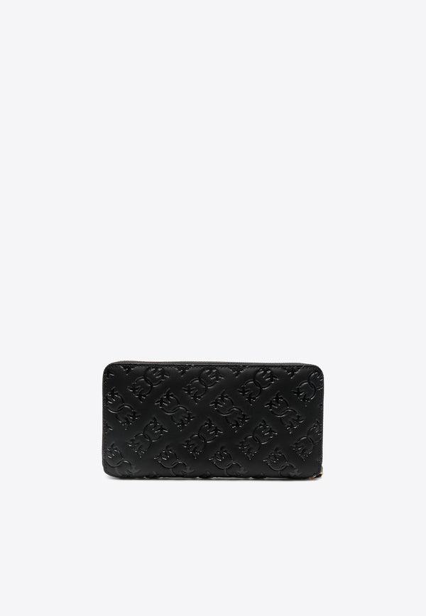 PINKO Ryder Embossed Leather Zip-Around Wallet Black 100250A1YB_Z99Q