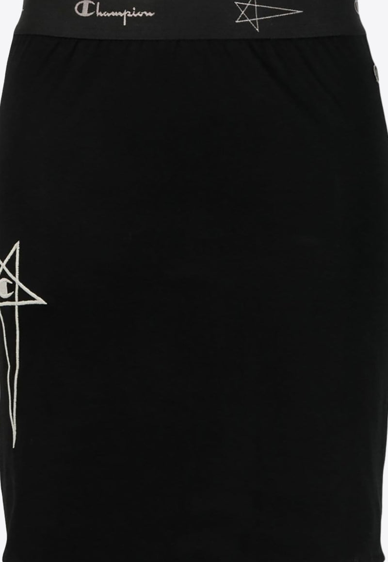 Rick Owens X Champion Elasticated Logo-Waistband Skirt Black CW02C6670CHJEG_09