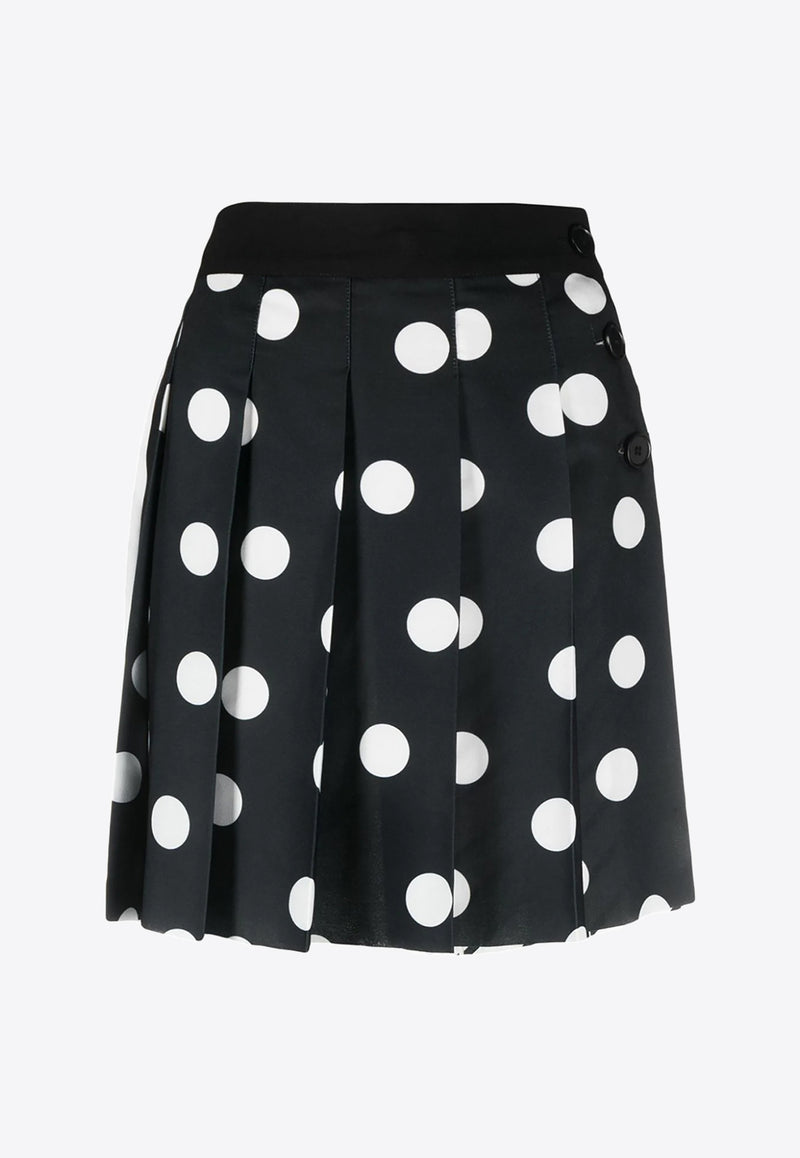 MSGM Polka Dot Pleated Mini Skirt Black 3541MDD09237753_01