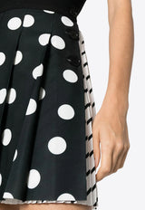 MSGM Polka Dot Pleated Mini Skirt Black 3541MDD09237753_01