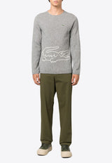 Comme Des Garçons X Lacoste Intarsia Knit Logo Sweater Gray FLN003W23_3