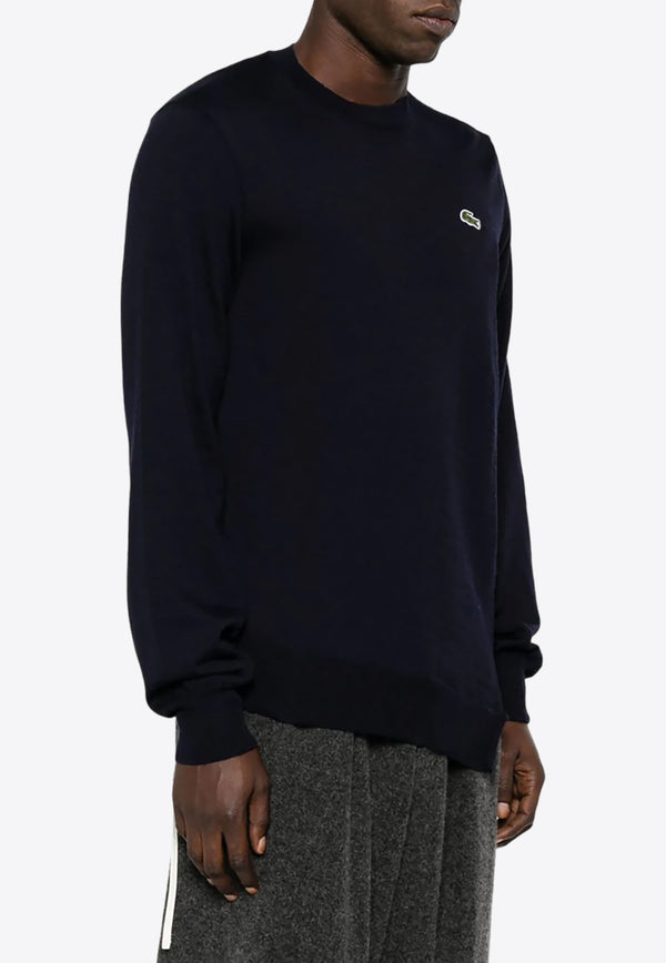 Comme Des Garçons X Lacoste Asymmetric Wool Logo Sweater Navy FLN002W23_2