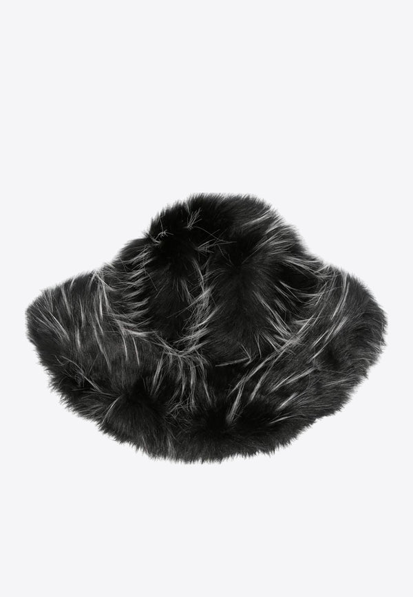 MSGM Faux-Fur Bucket Hat Black 3542MDL02237627_99