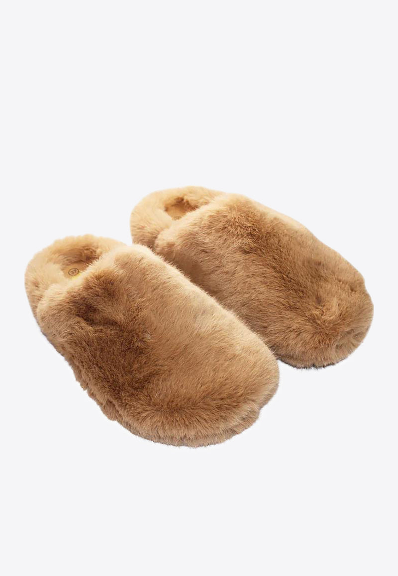 La Rose Furry Faux-Fur Slippers Camel U16P21571_CAMEL