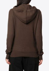 Rick Owens Zip-Up Cashmere Hooded Sweatshirt Brown RP02C1628WSB_04