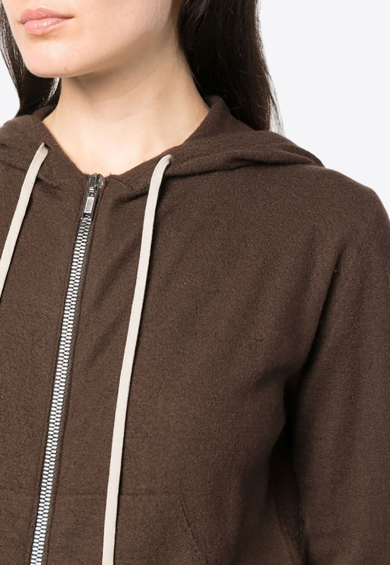 Rick Owens Zip-Up Cashmere Hooded Sweatshirt Brown RP02C1628WSB_04