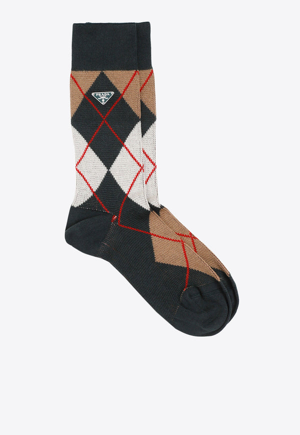 Prada Argyle Check Ribbed Socks Multicolor 66562SOOO15KA_F0342