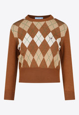 Prada Argyle Knit Wool Sweater

 Brown P24H2ASOOO15HZ_F0005