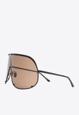 Rick Owens Oversized Shield-Frame Sunglasses Brown RG0000006GBLKBR_0904
