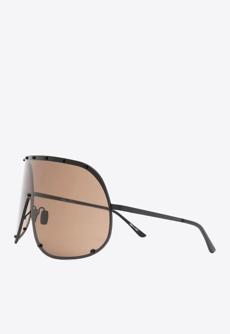Rick Owens Oversized Shield-Frame Sunglasses Brown RG0000006GBLKBR_0904