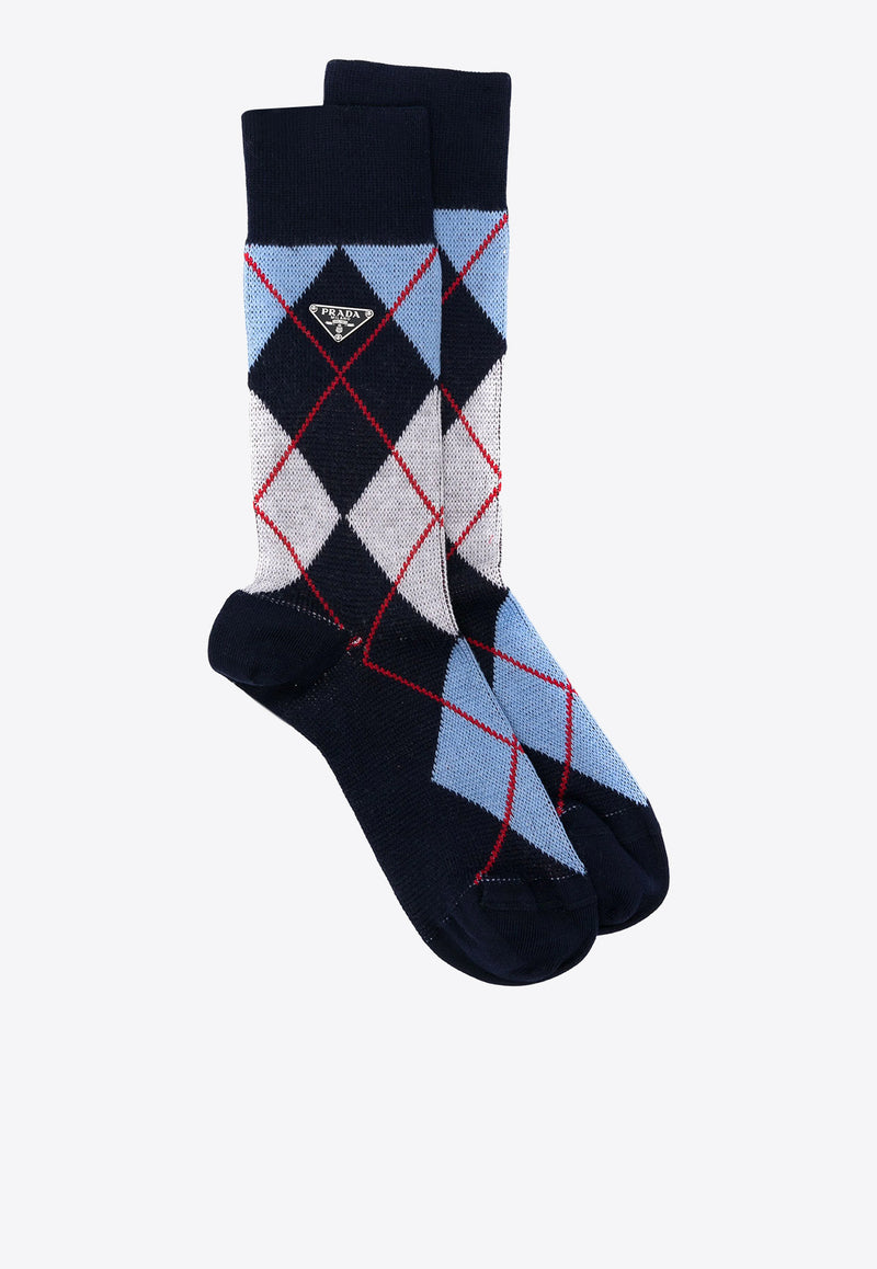 Prada Argyle Check Ribbed Socks Multicolor 66562SOOO15KA_F0008