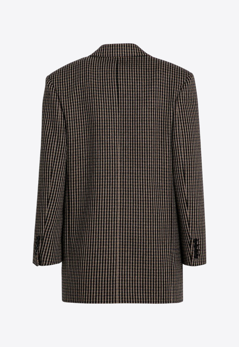 Saint Laurent Double-Breasted Checked Wool Blazer Beige 798010Y2H82/P_YSL-9364