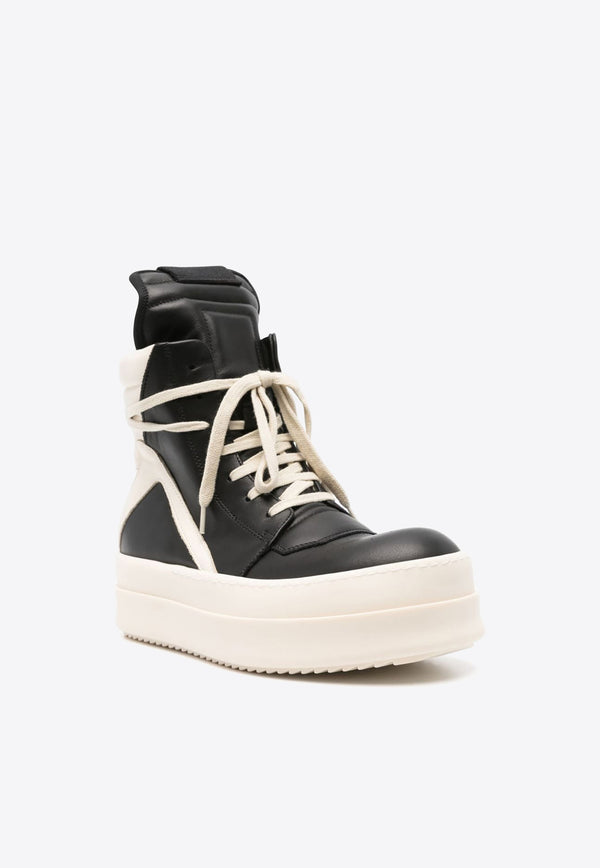 Rick Owens Mega Bumper Leather High-Top Sneakers Black RP02D3868LCO_911