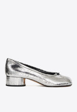 Maison Margiela Tabi 30 Metallic Leather Ballet Flats Silver S58WZ0133P5016_T9002