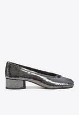 Maison Margiela Tabi 30 Metallic Leather Ballet Flats Gray S58WZ0133P5016_T8001