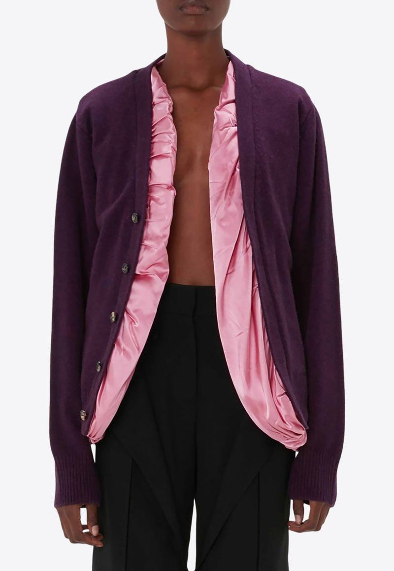 JW Anderson Satin-Lined Wool Cardigan Purple KW1288YN0375_489