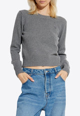 AMI PARIS Cashmere-Blend Cropped Sweater Gray FKS057005_052