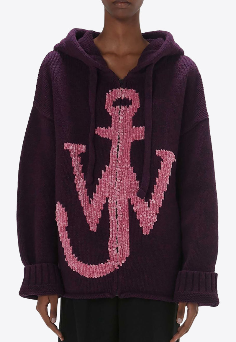 JW Anderson Anchor Logo Zip-Up Hooded Sweatshirt Purple KW1290YN0170_489