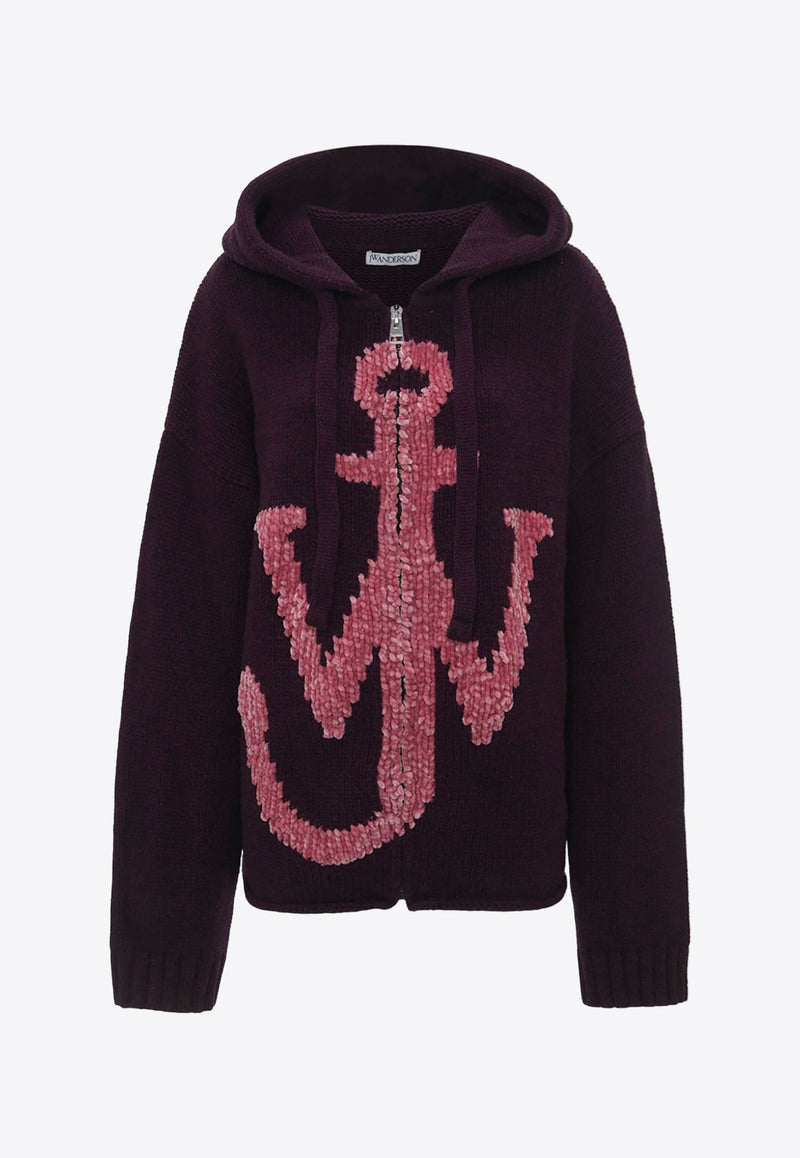 JW Anderson Anchor Logo Zip-Up Hooded Sweatshirt Purple KW1290YN0170_489