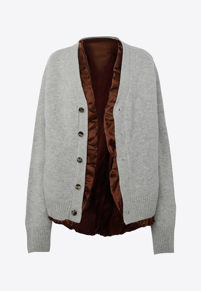 JW Anderson Satin-Lined Wool Cardigan Gray KW1288YN0375_906