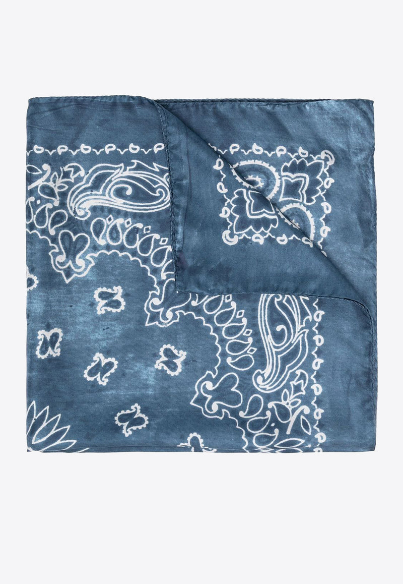 Golden Goose DB Paisley Print Silk Foulard Blue GUP01053P000667_50653