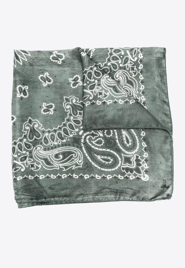 Golden Goose DB Paisley Print Tie-Dye Silk Foulard Green GUP01053P000667_35759