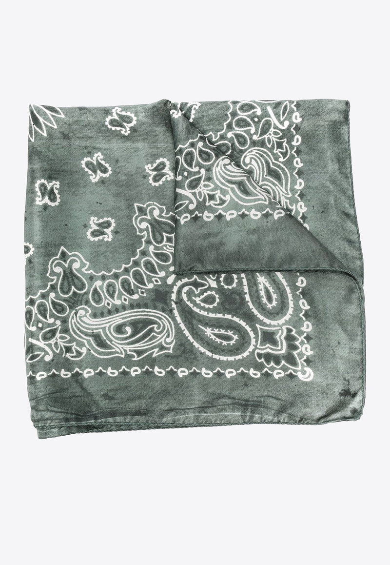 Golden Goose DB Paisley Print Tie-Dye Silk Foulard Green GUP01053P000667_35759