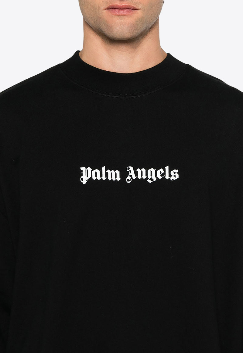 Palm Angels Logo Print Crewneck Sweatshirt Black PMBA080C99FLE001_1001