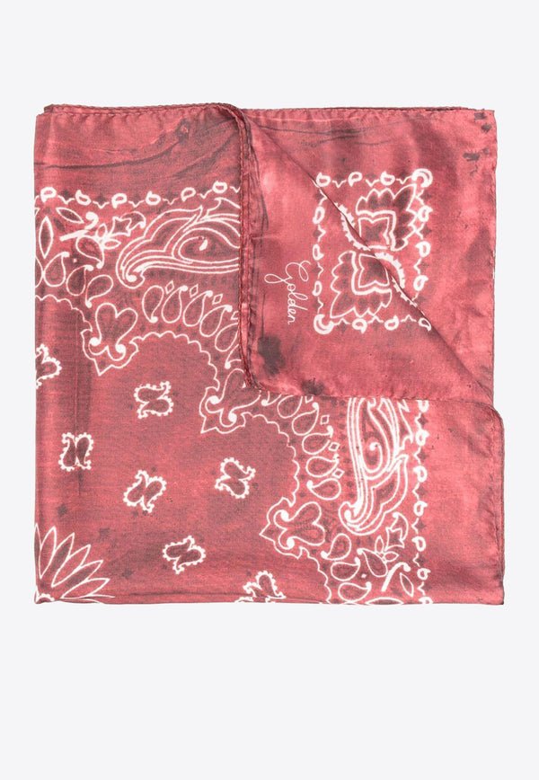 Golden Goose DB Paisley Print Tie-Dye Silk Foulard Red GUP01053P000667_40385